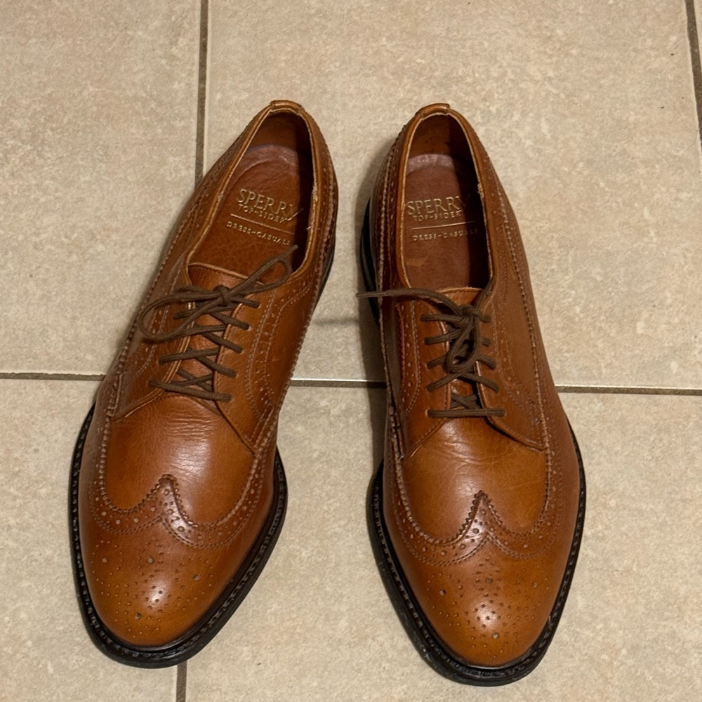 Sperry Top-Siders Oxfords Dress Shoes Wingtip Vintage Chestnut Sz. 9.5